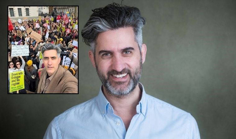 Memet Ali Alabora Londra'da Ekrem İmamoğlu için düzenlenen protestoya katıldı