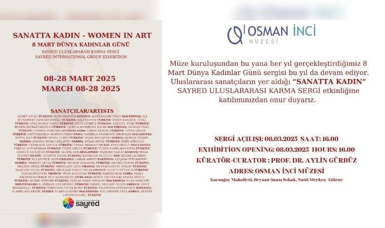 SAYRED Uluslararası Karma Sergisi '8 Mart Dünya Kadınlar Günü' onuruna açılacak