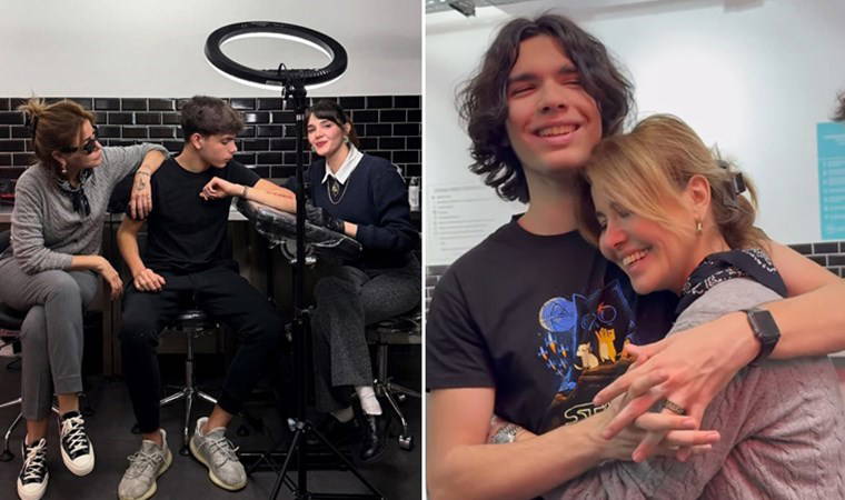 Gülben Ergen'den oğlu Güney'in dövme anı paylaşımı: 'Ya babam kızarsa?'