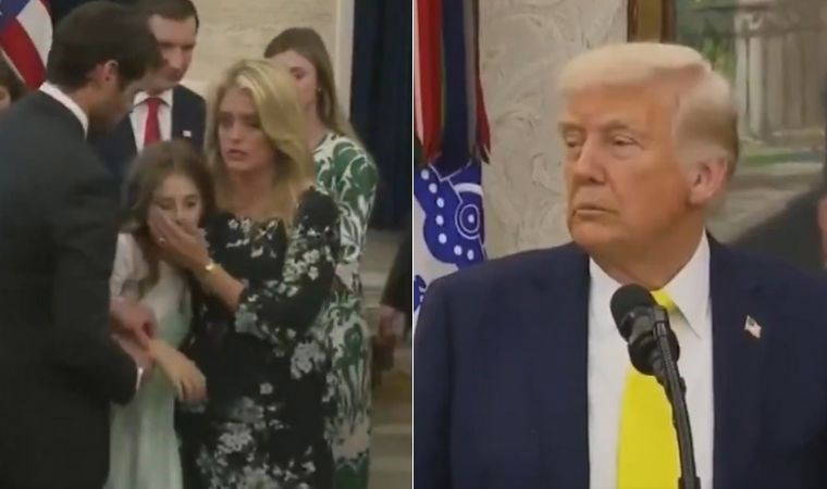 Beyaz Saray'da panik anları: Trump'ın konuştuğu sırada Mehmet Öz'ün torunu bayıldı