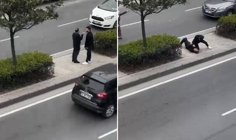İstanbul'da sokak ortasında babasını yumruklayarak bayılttı!!