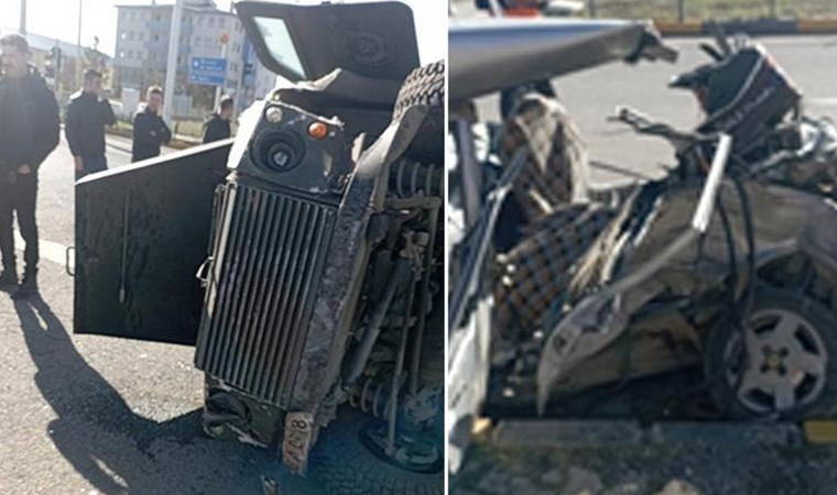 Kars'ta faciadan dönüldü! Zırhlı polis aracıyla otomobil çarpıştı: 2'si polis 6 yaralı