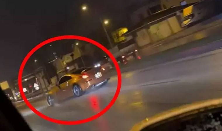 Kayganlaşan yolda tehlike saçtı! Bursa'da drift atan sürücü kamerada