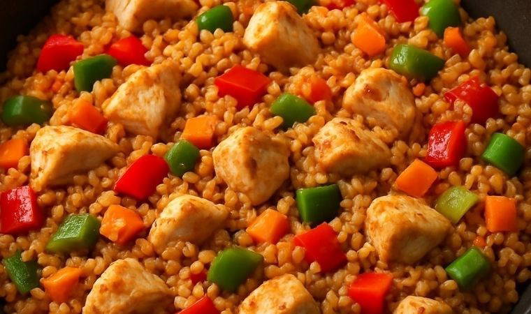 Tek tencerede bol lezzet: Tavuklu Sebzeli Bulgur Pilavı Tarifi