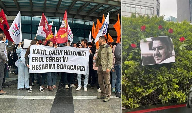 Öldürülen işçi Erol Eğrek'in fotoğrafı sokağa asıldı!