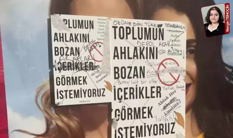 Kadınların yer aldığı reklam afişine gerici saldırı