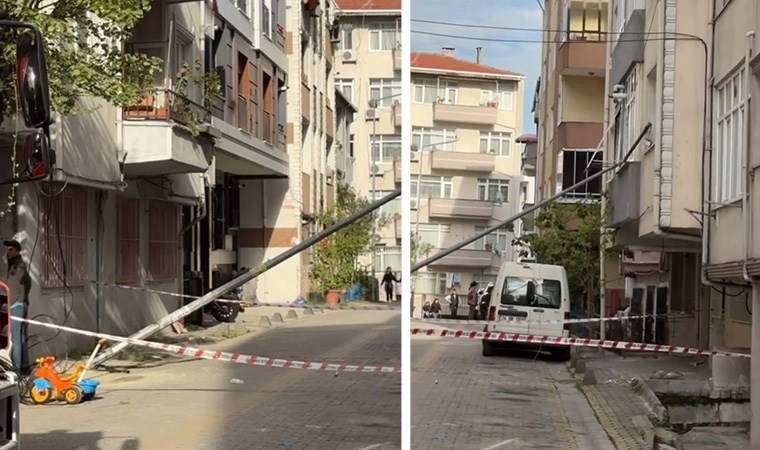 Küçükçekmece'de bir garip olay... İşçinin yaslandığı aydınlatma direği devrilip eve girdi: 'Ne olduğunu anlamadık...'