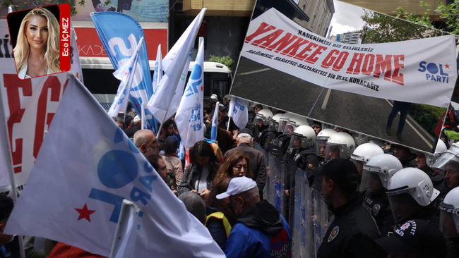 İzmir'de emperyalizm karşıtı pankarta engelleme