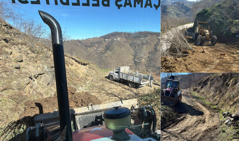 Çamaş'ta yol çalışmaları sürüyor