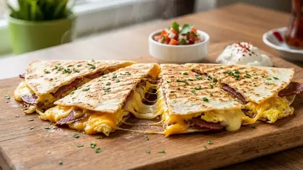 Hamur açmak yok: Bol kaşarlı ve füme etli kahvaltılık quesadilla tarifi...