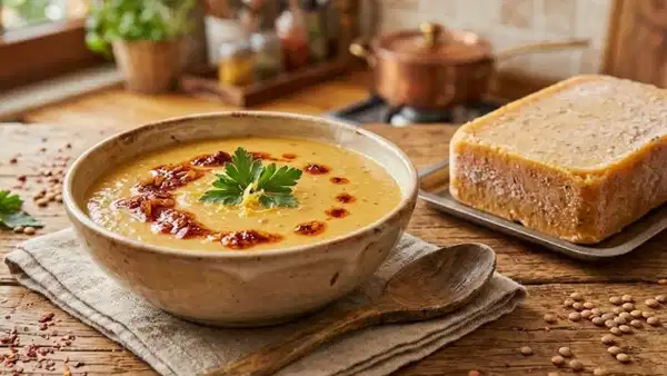 Kış boyu bütün lezzetini korur: Dondurucu tipi kantin usulü kırmızı mercimek çorbası konsantresi...