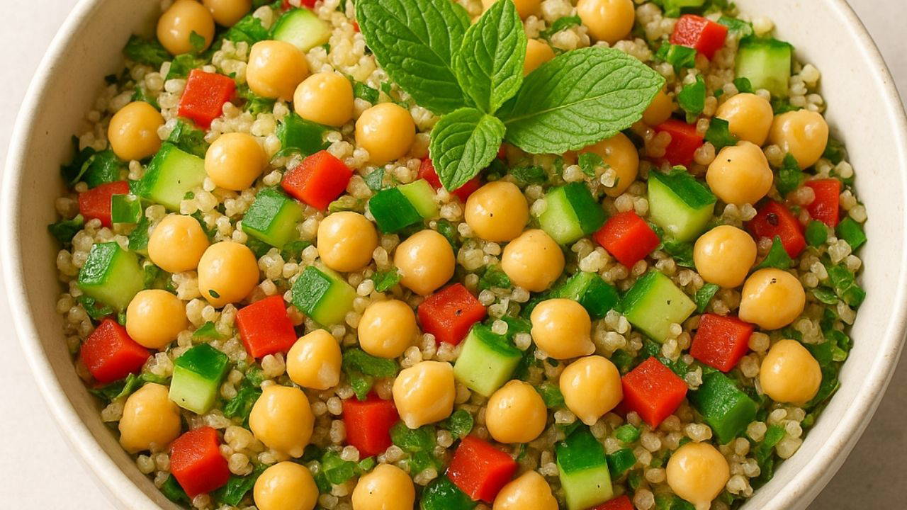 Hem hafif hem lezzeti: Nohutlu kinoa salatası tarifi