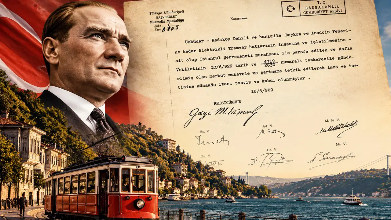 Atatürk'ün 97 yıl önce imzaladığı Beykoz tramvay projesi ortaya çıktı!