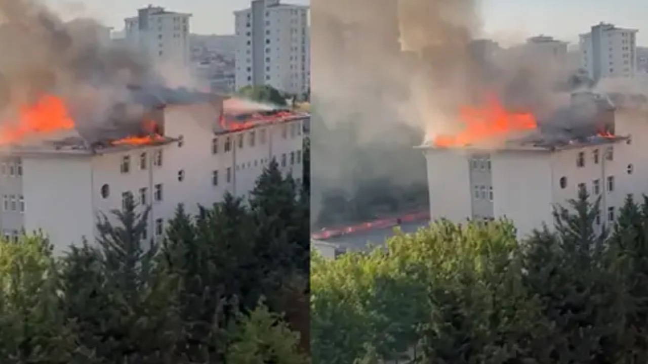 Beylikdüzü'nde okul çatısında yangın!
