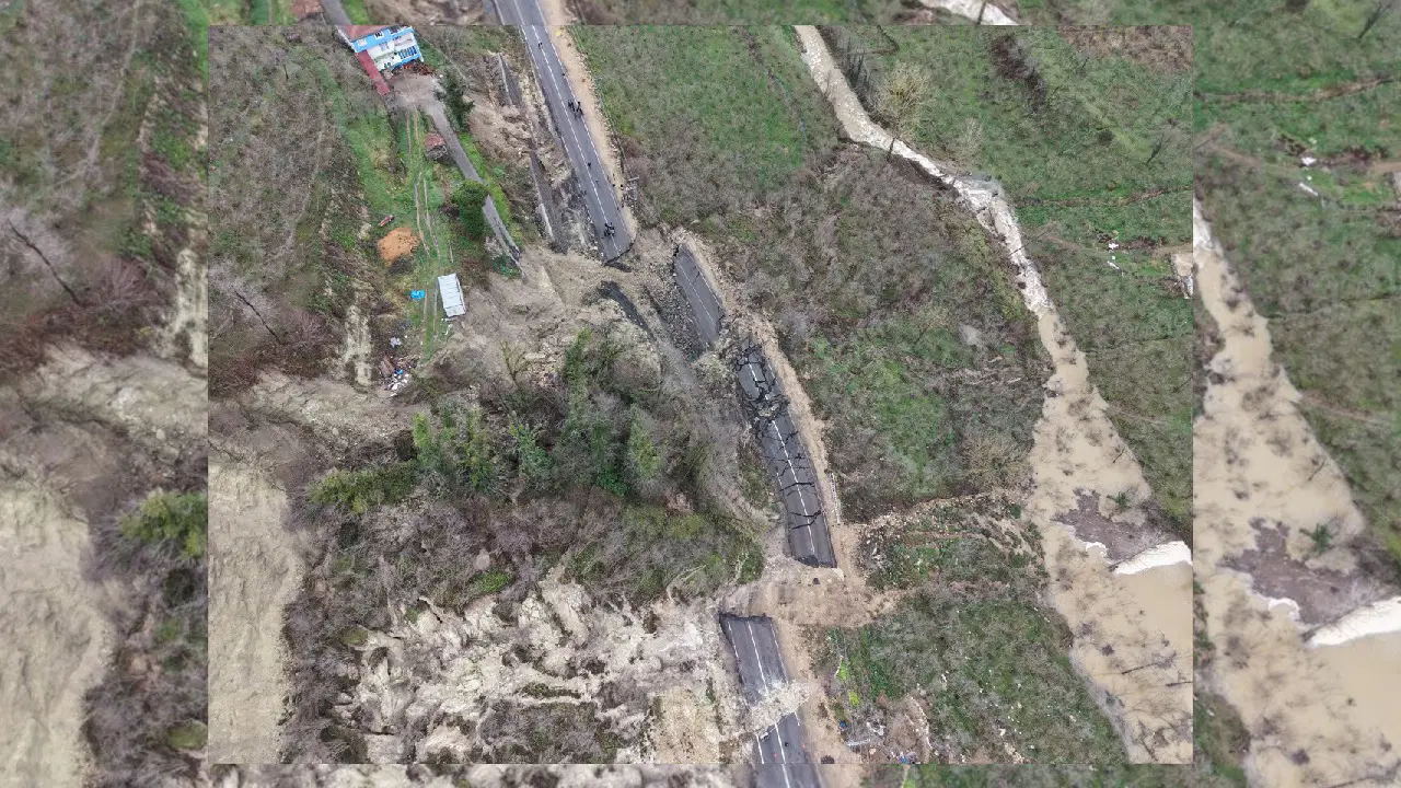 Ordu'da heyelan nedeniyle mahalle yolu ulaşıma kapandı