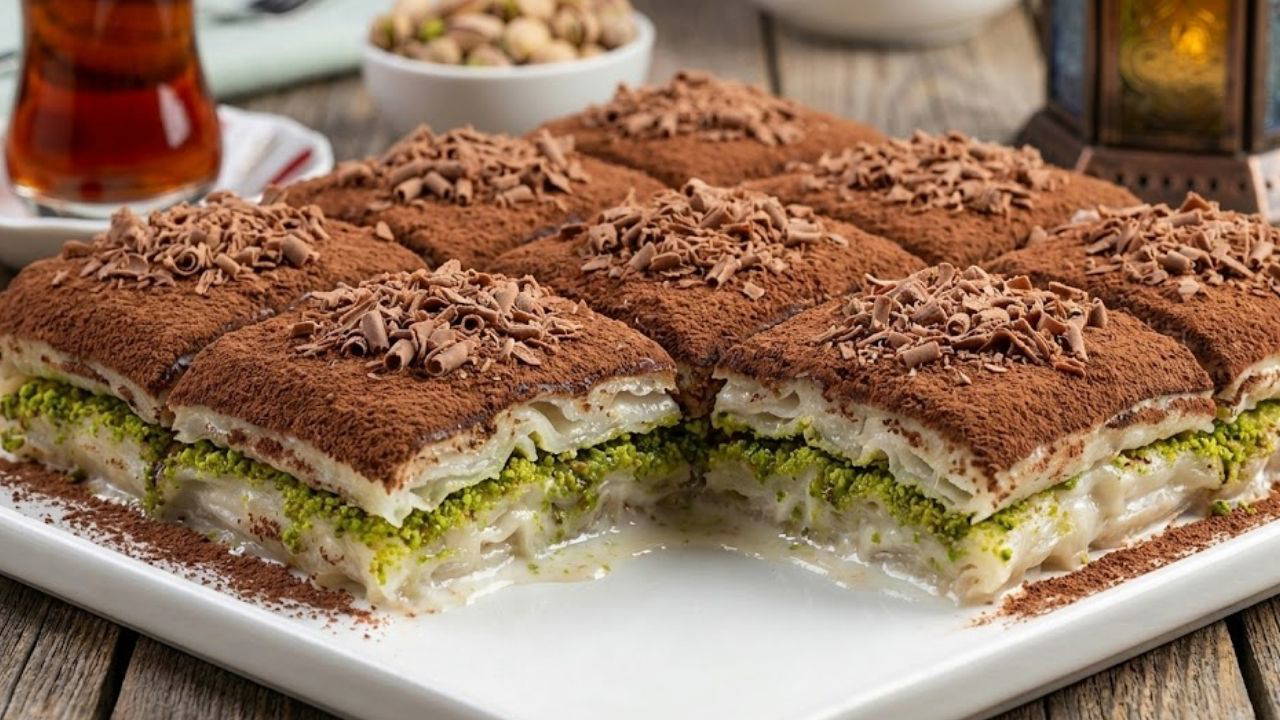 Ramazan'ın iki yıldızı tek tabakta: Soğuk baklava tadında çikolatalı güllaç baklava tarifi...