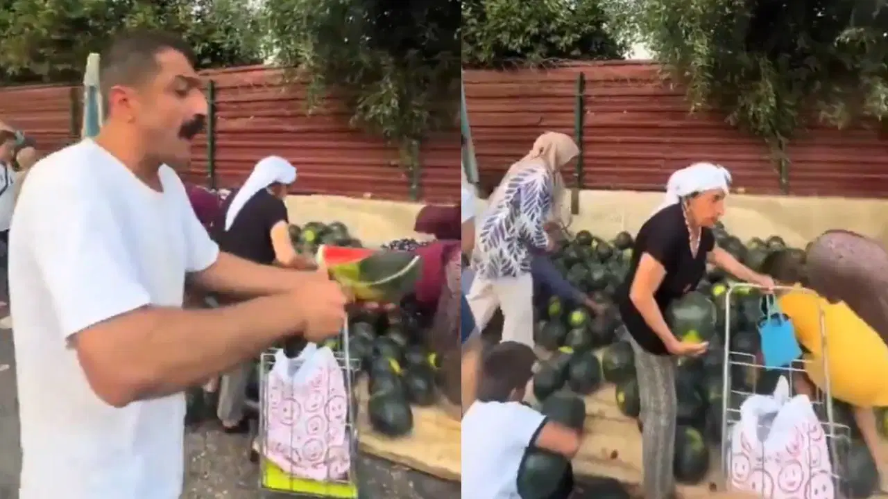 Pazarcı Atatürk için karpuz dağıttı: 'Helali hoş olsun'