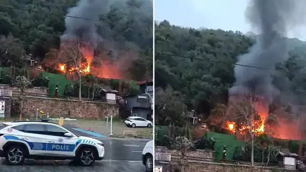 Beşiktaş'ta panik anları: Restoranın müştemilatı alev alev yandı
