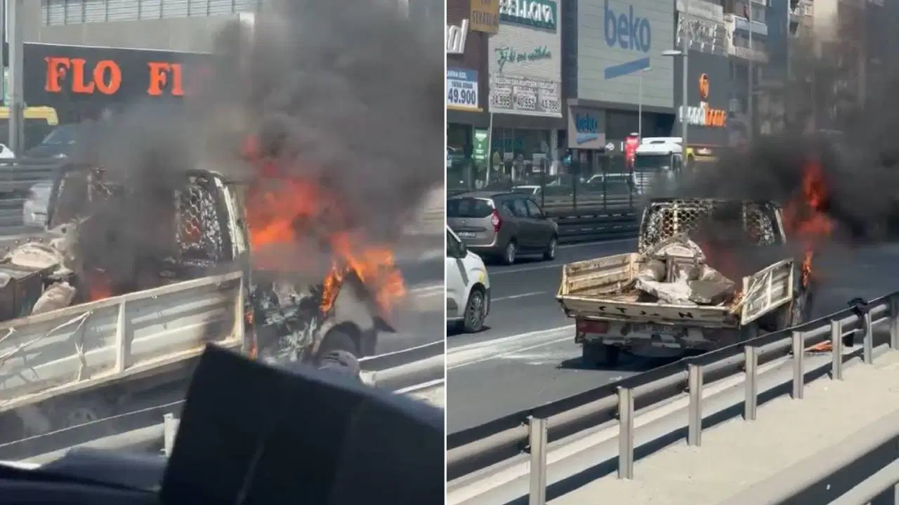 Bahçelievler'de seyir halindeki kamyonet bir anda alev topuna döndü!