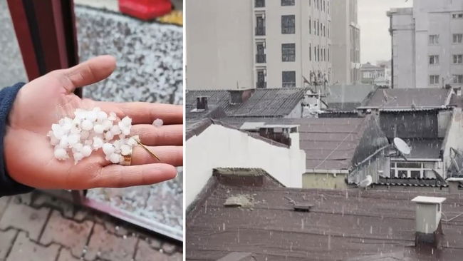 İstanbul'da şiddetli dolu yağışı başladı!