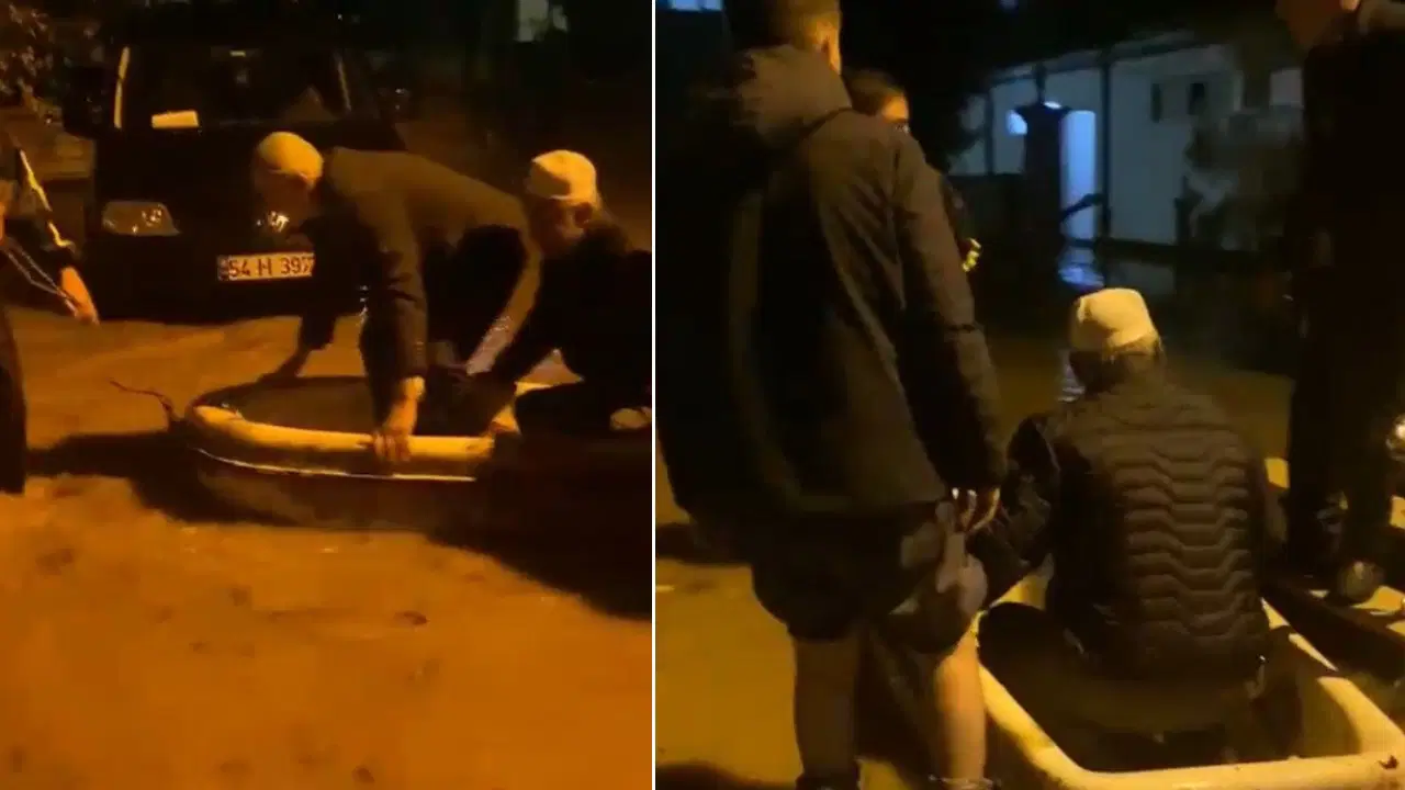 Akyazı'da Selin İhtiyacı Duyurduğu Mahallenin Kahramanları: Cemaat Kayıkla Güvenli Alanlara Ulaştırıldı!