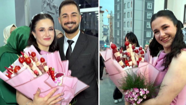 Kız istemeye kebap buketiyle gitti