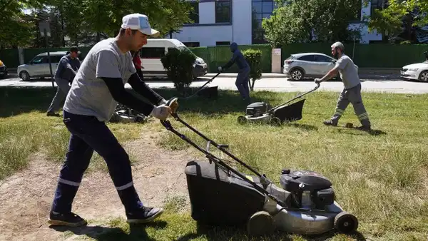 Tepebaşı’nda parklarda çim biçme çalışmaları sürüyor