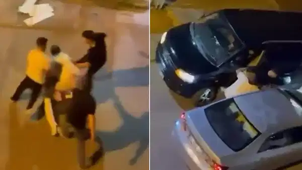Sürücülerin tekmeli yumruklu yol verme kavgası kamerada!