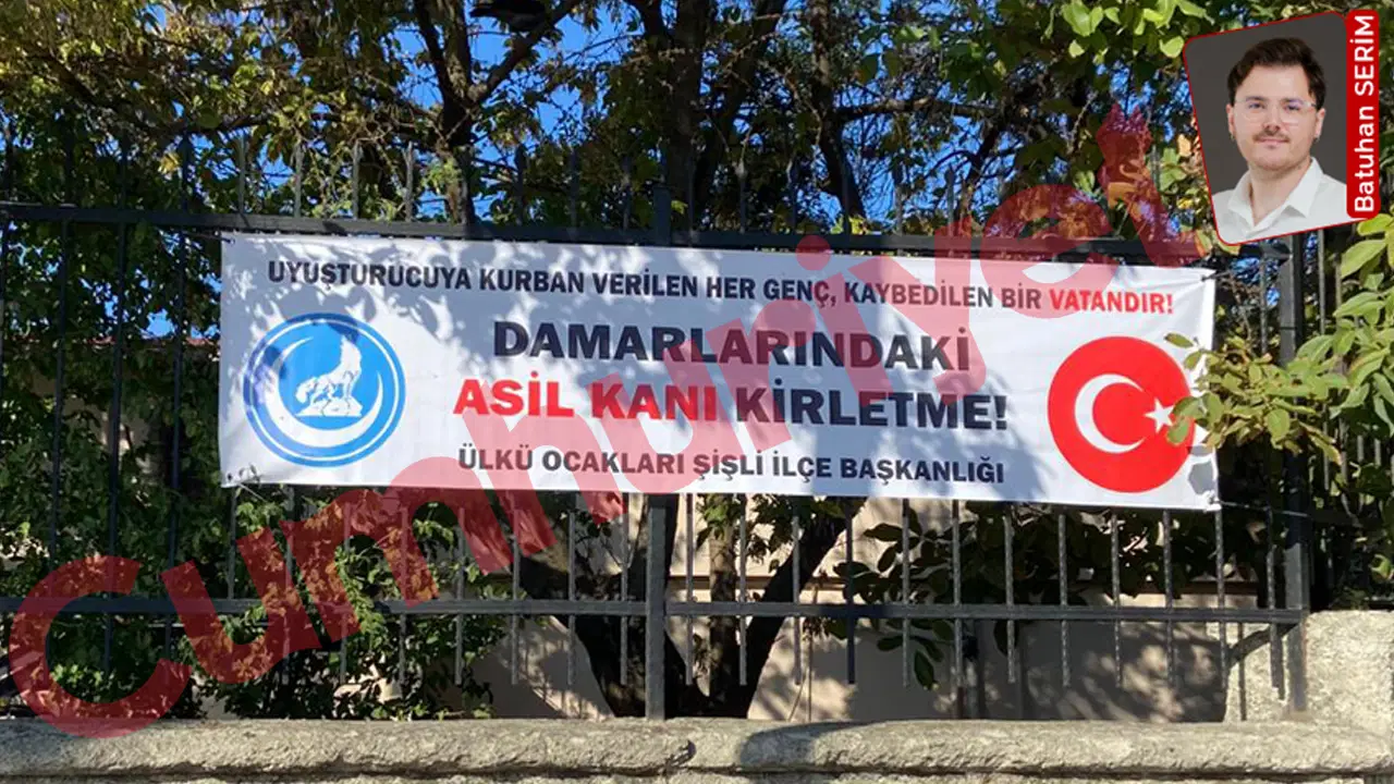 MHP 'uyuşturucu' önergesine ret vermişti: Ülkü Ocakları 'Asil kanını kirletme' diye pankart astı.