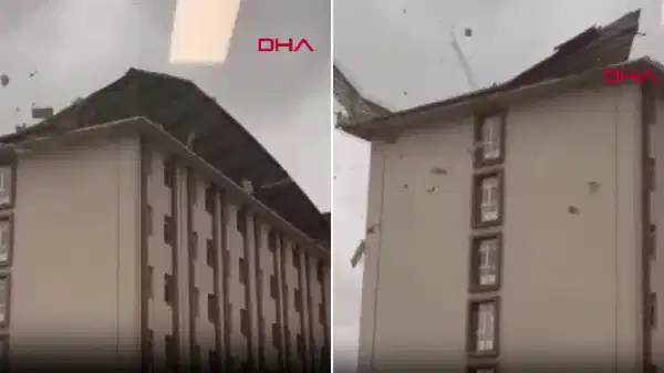 Bursa’da şiddetli lodos korku dolu anlar yaşattı: KYK Kız Yurdu’nun çatısı uçtu