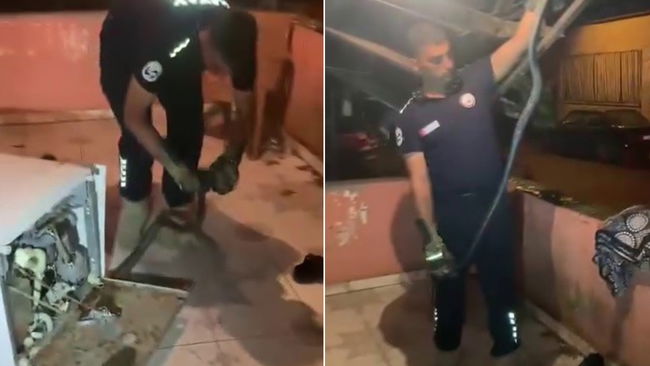 Bulaşık makinesinden 2 metrelik yılan çıktı!