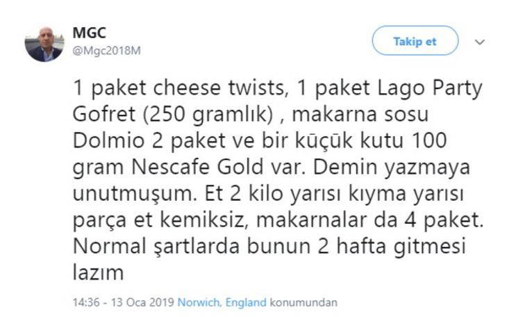 İngiltere ve Türkiye'de yapılan market alışverişinin karşılaştırması
