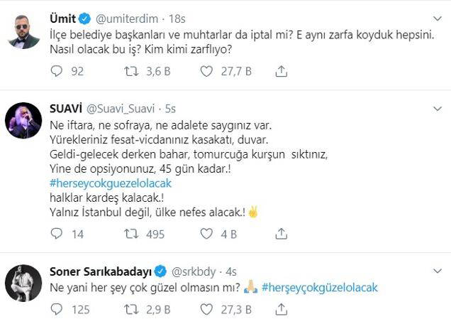 Sanatçılar 'herşeyçokgüzelolacak' dedi