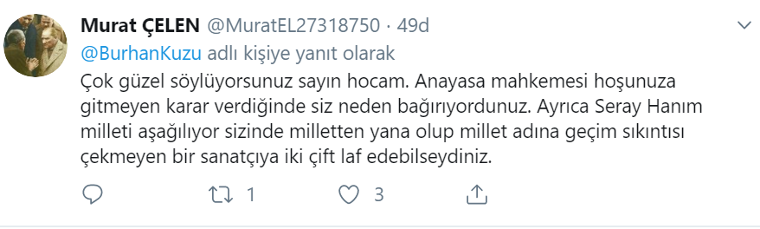 Burhan Kuzu Seray Sever’e sahip çıktı