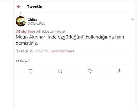 Burhan Kuzu Seray Sever’e sahip çıktı