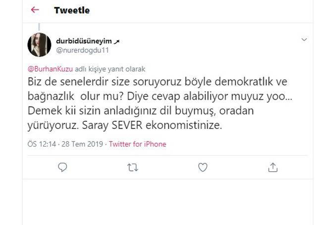 Burhan Kuzu Seray Sever’e sahip çıktı