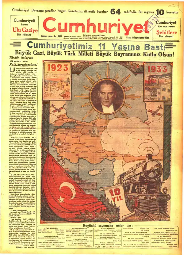 10. yıldan 97. yılına|Cumhuriyet manşetlerinde Cumhuriyet Bayramı coşkusu