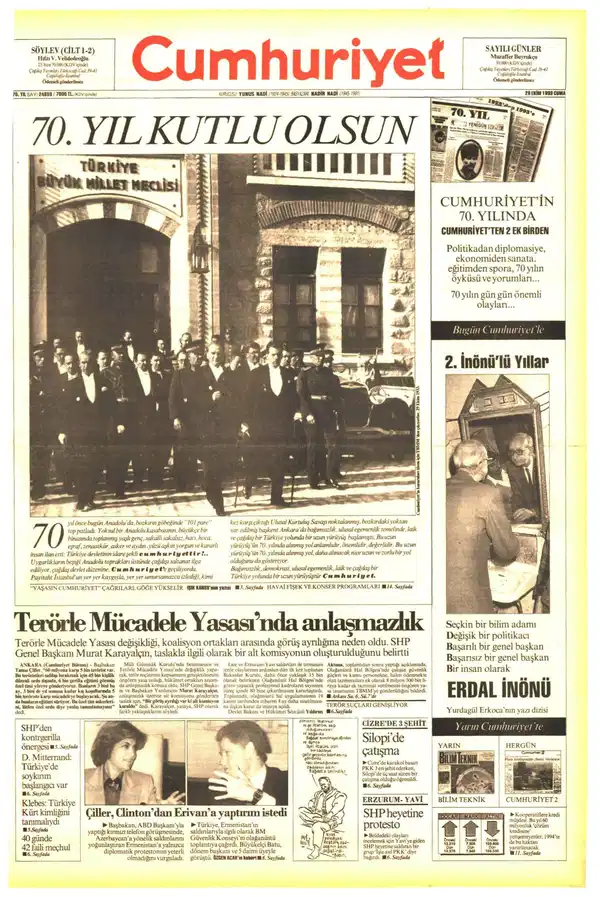 10. yıldan 97. yılına|Cumhuriyet manşetlerinde Cumhuriyet Bayramı coşkusu