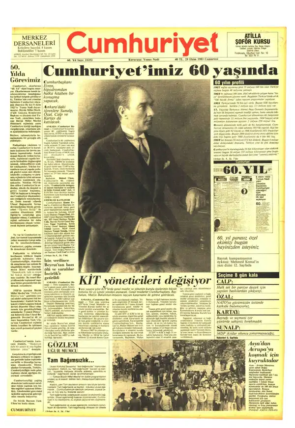 10. yıldan 97. yılına|Cumhuriyet manşetlerinde Cumhuriyet Bayramı coşkusu