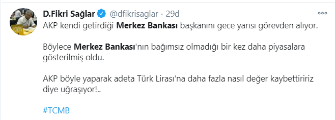Merkez Bankası Başkanı Murat Uysal'ın görevden alınmasına tepkiler
