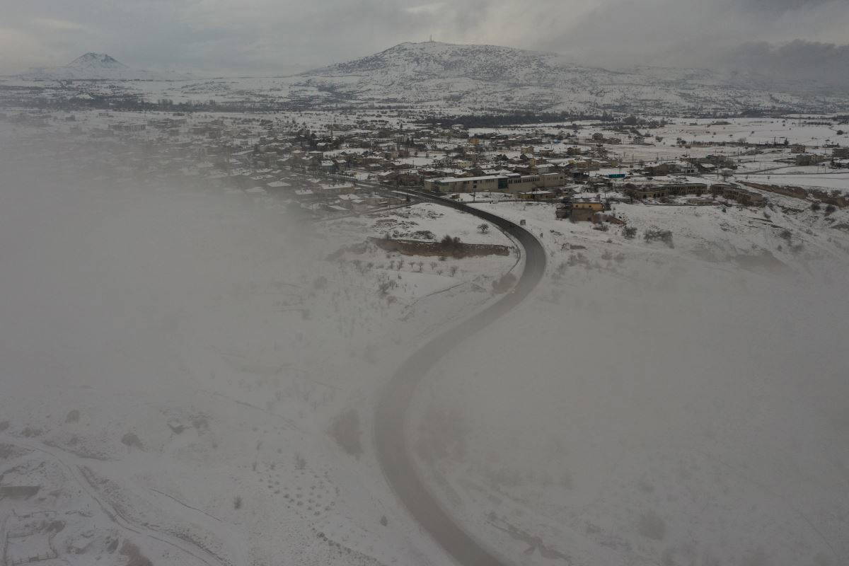 Kapadokya'da kar ve sis