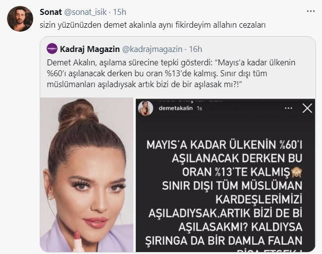 Demet Akalın’dan Fahrettin Koca’ya aşı tepkisi: 