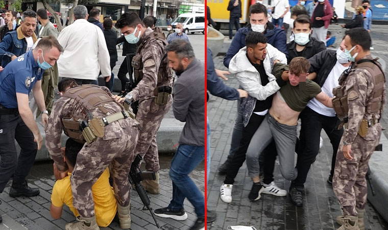 Taksim Meydanı'nda kemerli kavga, özel harekat devreye girdi
