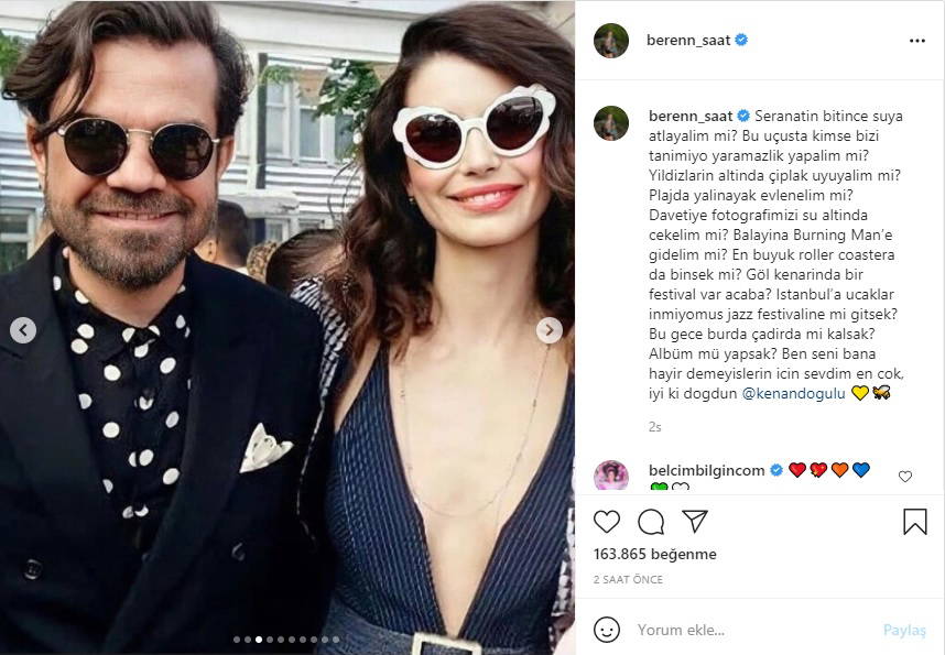 Beren Saat, Kenan Doğulu'nun doğum gününü böyle kutladı: Ben seni bana 'hayır' demeyişlerin için sevdim