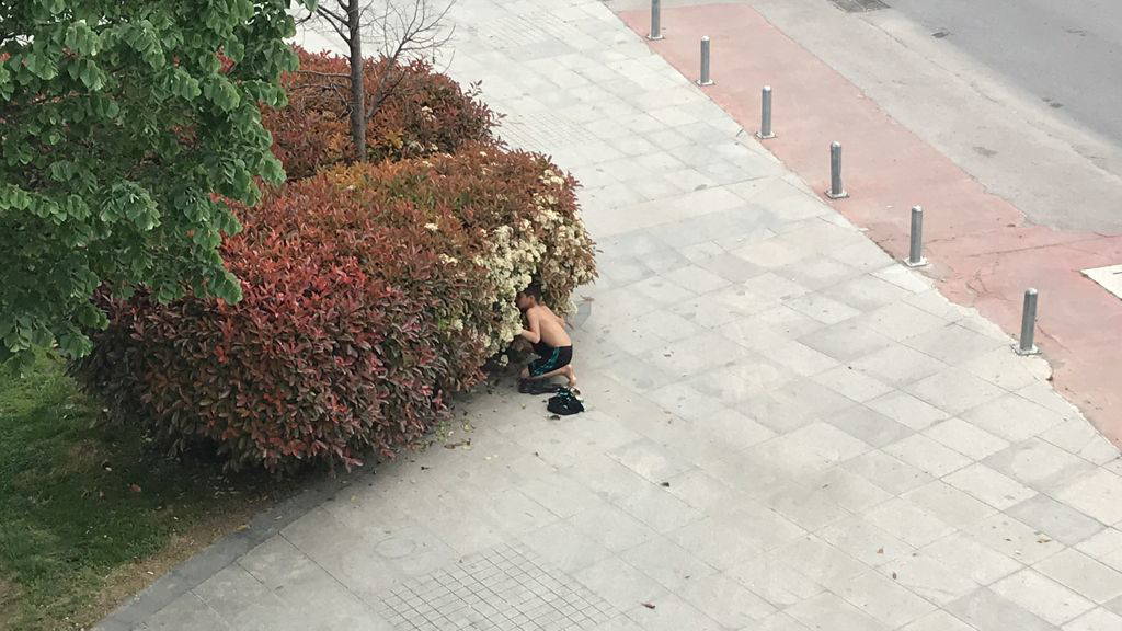 Süs havuzuna giren çocuklar, polisi görünce saklandı