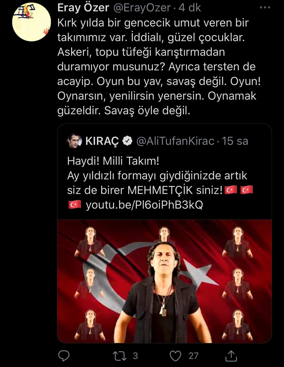 Kıraç'ın milli takım için yaptığı şarkıya tepki yağdı
