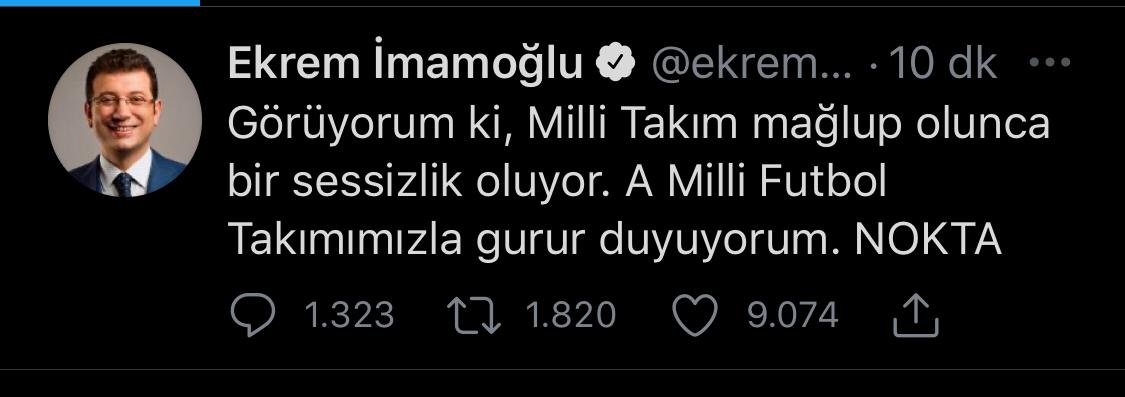 Ekrem İmamoğlu Türkiye Milli Takımı'na sahip çıktı