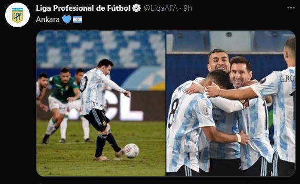 Arjantin Futbol Federasyonu'ndan Ankara - Messi paylaşımı