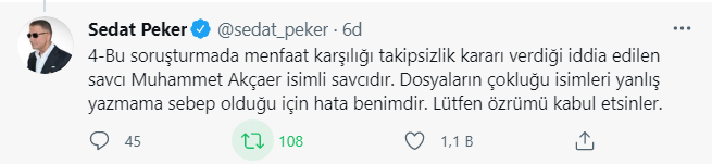 Sedat Peker, 'hata benim' deyip özür diledi: Helallik isterim