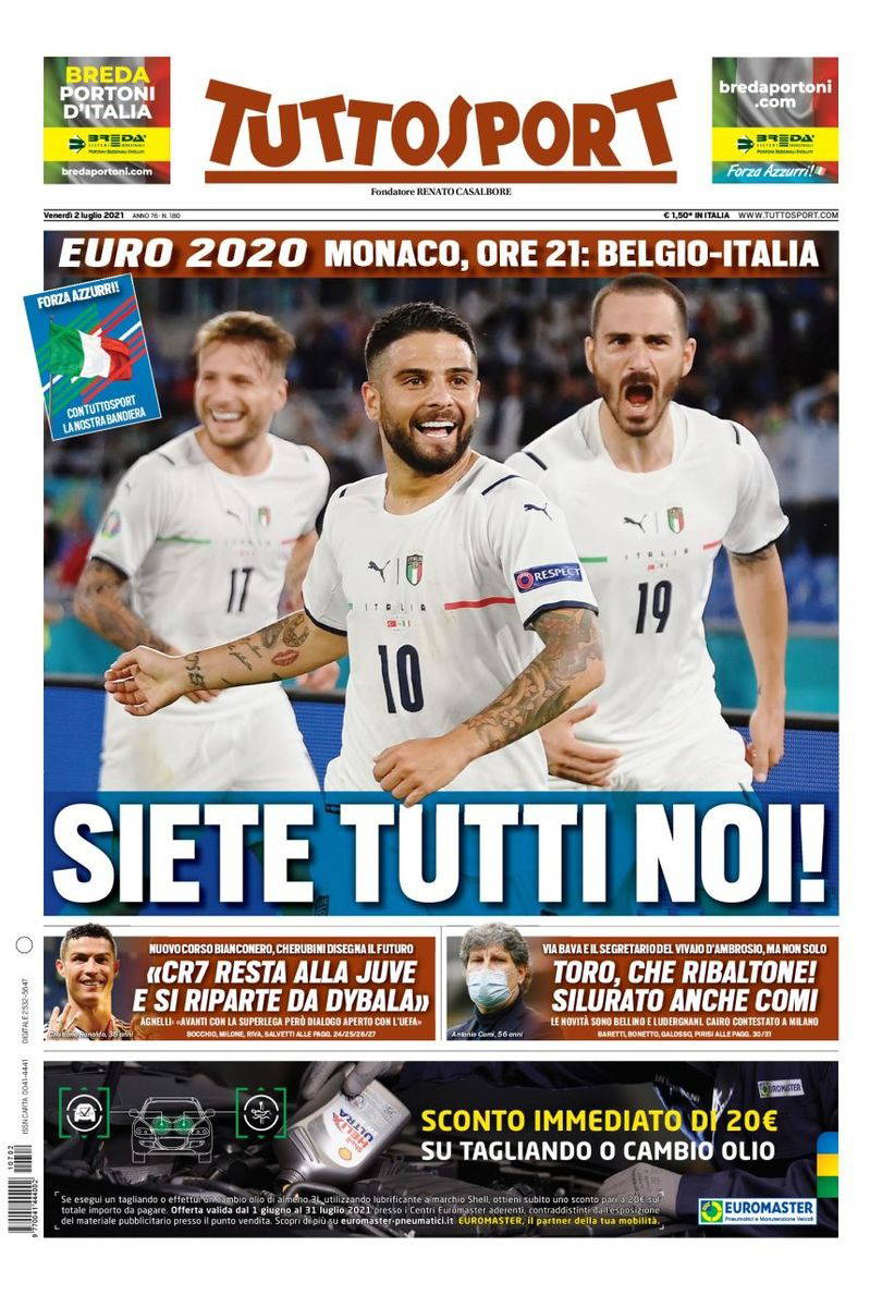 Belçika maçı öncesi İtalya basını milli takıma odaklandı